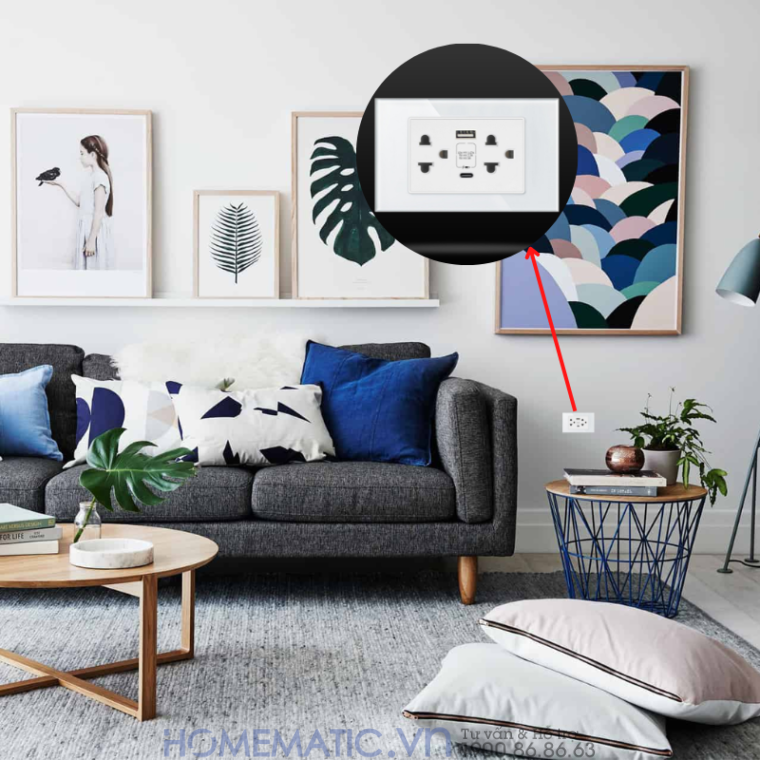 Ổ Cắm Usb âm Tường Homematic Hỗ Trợ Sạc Nhanh Mặt Kính Cao Cấp