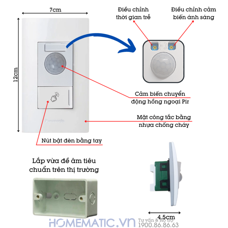 Công Tắc Panasonic Halumie Cảm ứng Hồng Ngoại Halupir Wevhpir2