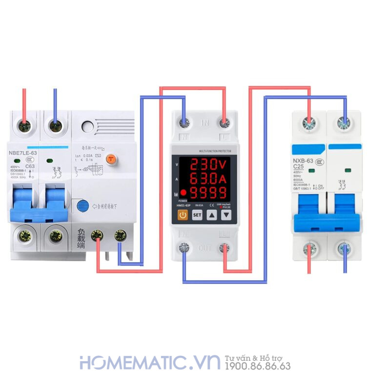 Công Tơ điện Tử Bảo Vệ Quá áp, Thấp áp, Quá Tải Tvps1-63p