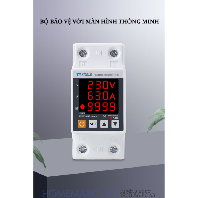 Công Tơ điện Tử Bảo Vệ Quá áp, Thấp áp, Quá Tải Tvps1-63p