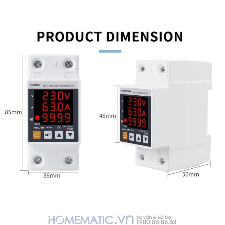 Công Tơ điện Tử Bảo Vệ Quá áp, Thấp áp, Quá Tải Tvps1-63p