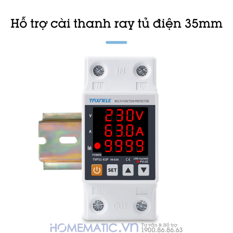 Công Tơ điện Tử Bảo Vệ Quá áp, Thấp áp, Quá Tải Tvps1-63p