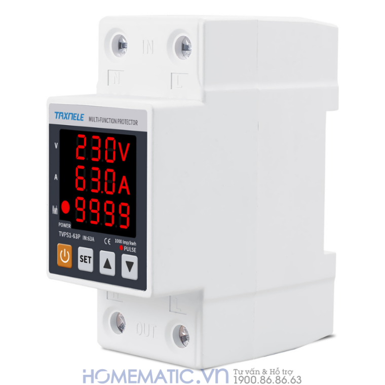Công Tơ điện Tử Bảo Vệ Quá áp, Thấp áp, Quá Tải Tvps1-63p