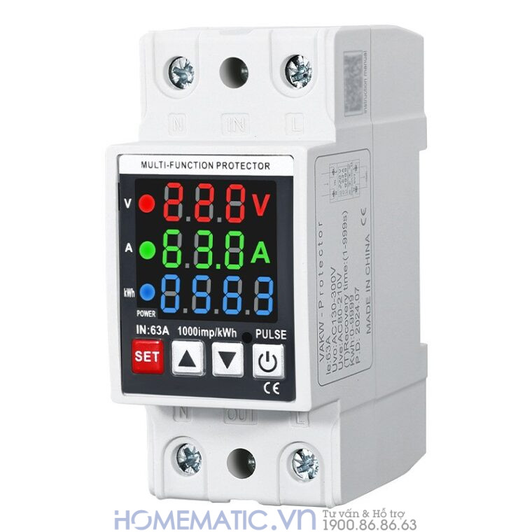 Công Tơ điện Tử Bảo Vệ Quá áp, Thấp áp, Quá Tải Tvps1-63p