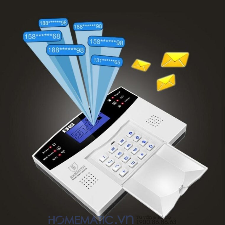 Bộ Thiết Bị Báo Trộm Qua điện Thoại Trung Tâm Báo động Chống Trộm Dùng Sim + Wifi Exsmith Es1719