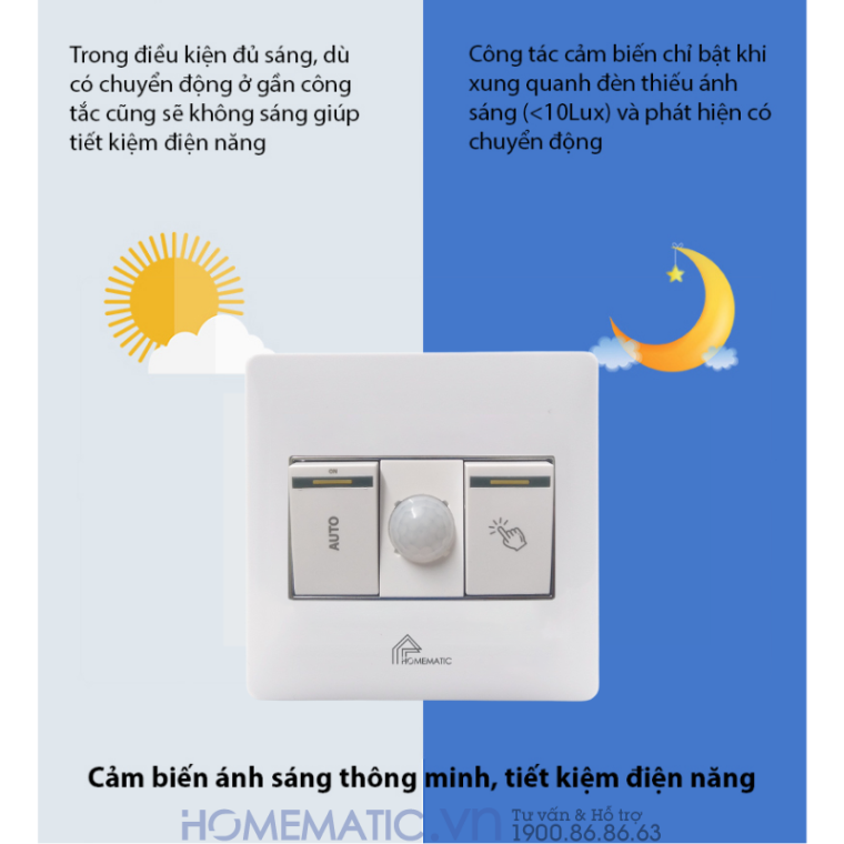 Công Tắc Cảm Biến Homematic Bật đèn Cầu Thang Tự động Hm86pir