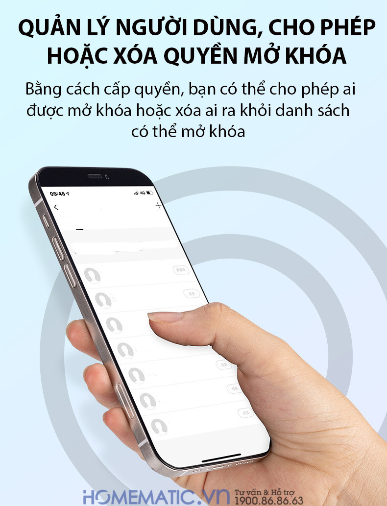 Ổ khoá vân tay Chống Trộm Chống Cắt Chống Nước Thông Minh Kèm Chìa Exsmith P803 Quản lý người dùng, cho phép hoặc xoá quyền mở khoá. Bằng cách cấp quyền, bạn có thể cho phép được mở hoặc xoá ai ra khỏi danh sách có thể mở khoá