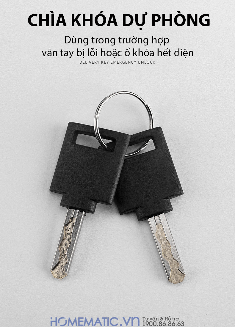 Ổ khoá vân tay Chống Trộm Chống Cắt Chống Nước Thông Minh Kèm Chìa Exsmith P803 Chìa khoá dự phòng dùng trong trường hợp vân tay bị lỗi hoặc ổ khoá hết điện