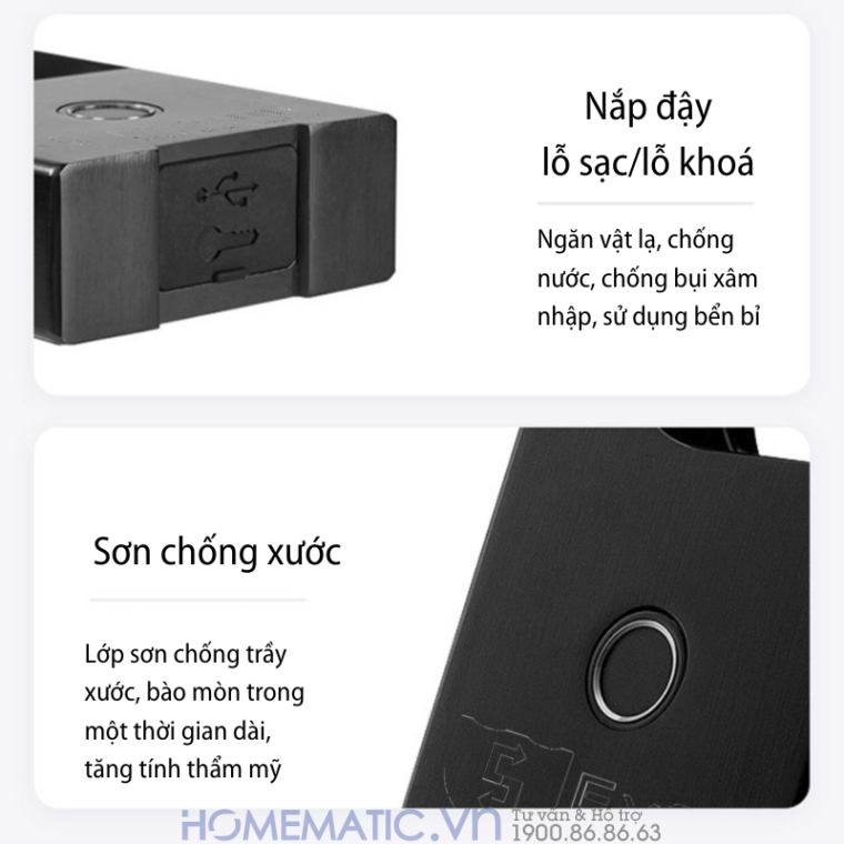 Ổ Khóa Vân Tay Chống Trộm Chống Cắt Chống Nước Thông Minh Kèm Chìa Exsmith P803