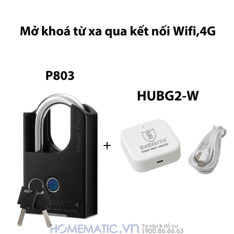 Ổ Khóa Vân Tay Chống Trộm Chống Cắt Chống Nước Thông Minh Kèm Chìa Exsmith P803