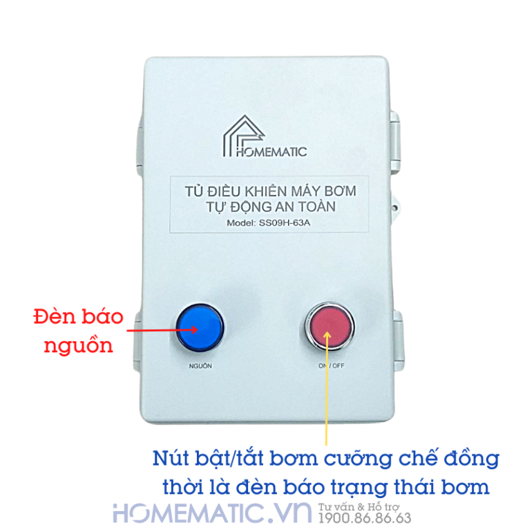 Tủ điều Khiển Bơm Nước 1 Pha Tự động Có Rơ Le An Toàn Cho Phao điện Ss09h-63a