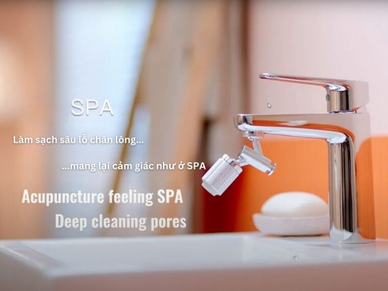 Đầu Nối Vòi Nước Xoay 720 độ Cho Lavabo Hỗ Trợ Phun Sương Spa Mát Xa Mặt