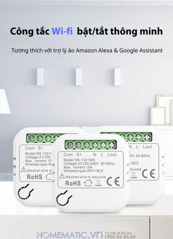Hộp Công Tắc điều Khiển Từ Xa Qua Wifi Homematic Ds1321wn