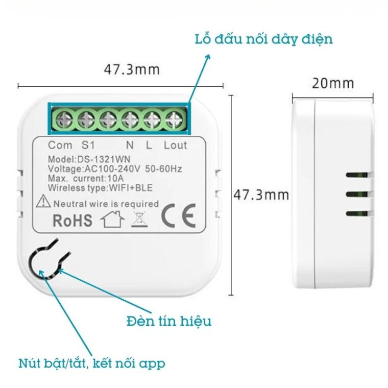 Hộp Công Tắc điều Khiển Từ Xa Qua Wifi Homematic Ds1321wn