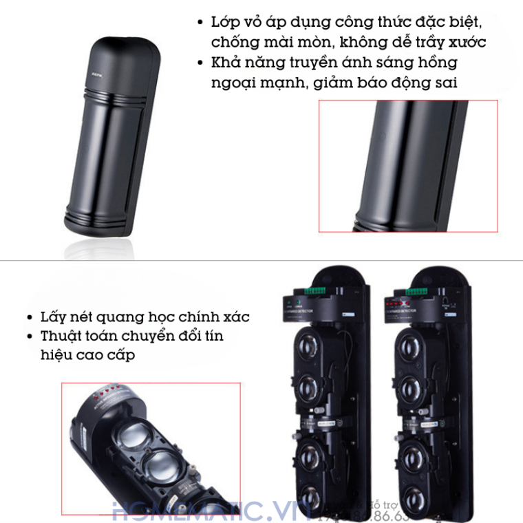 Beam báo trộm cảm biến hàng rào hồng ngoại 4 tia ABH-150L với thiết kế chống trầy