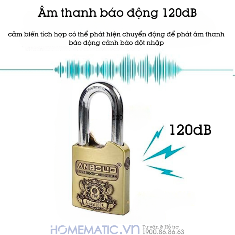 Ổ khóa cửa chống trộm phát tiếng kêu báo động chống nước cao cấp Anboud AL-60 âm báo 120db