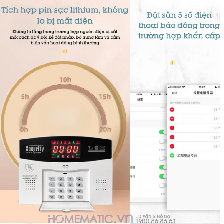 Thiết Bị Chống Trộm Báo Qua điện Thoại Exsmith Es1720 báo động loa ngoài và trong Thiết Bị Chống Trộm Báo Qua điện Thoại Exsmith Es1720 báo động loa ngoài và trong