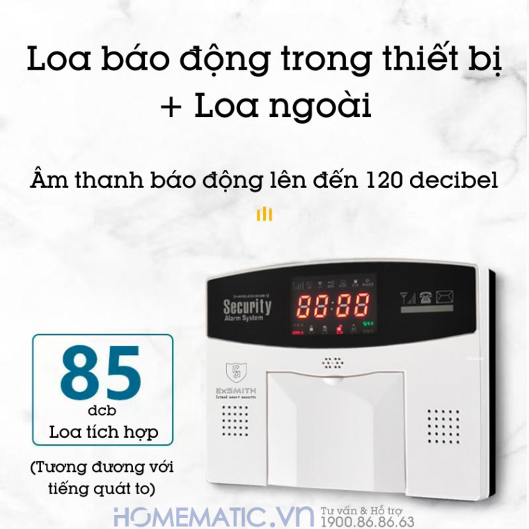 Thiết Bị Chống Trộm Báo Qua điện Thoại Exsmith Es1720 báo động lên tới 120dB