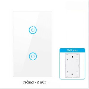 Công Tắc Cảm ứng Chạm Không Dây Dán Tường Mặt Kính Phát Sóng Homematic HMRBG 2 phím trắng