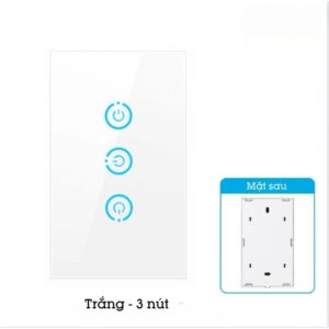 Công Tắc Cảm ứng Chạm Không Dây Dán Tường Mặt Kính Phát Sóng Homematic HMRBG 3 phím trắng
