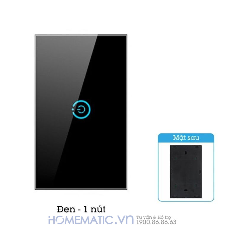 Công Tắc Cảm ứng Chạm Không Dây Dán Tường Mặt Kính Phát Sóng Homematic HMRBG 1 phím đen