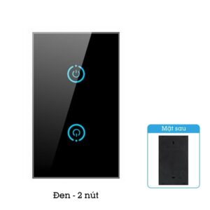Công Tắc Cảm ứng Chạm Không Dây Dán Tường Mặt Kính Phát Sóng Homematic HMRBG 2 phím đen
