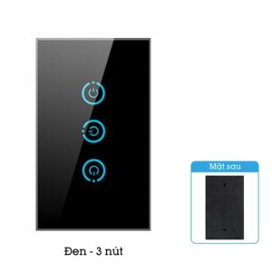 Công Tắc Cảm ứng Chạm Không Dây Dán Tường Mặt Kính Phát Sóng Homematic HMRBG 3 phím đen