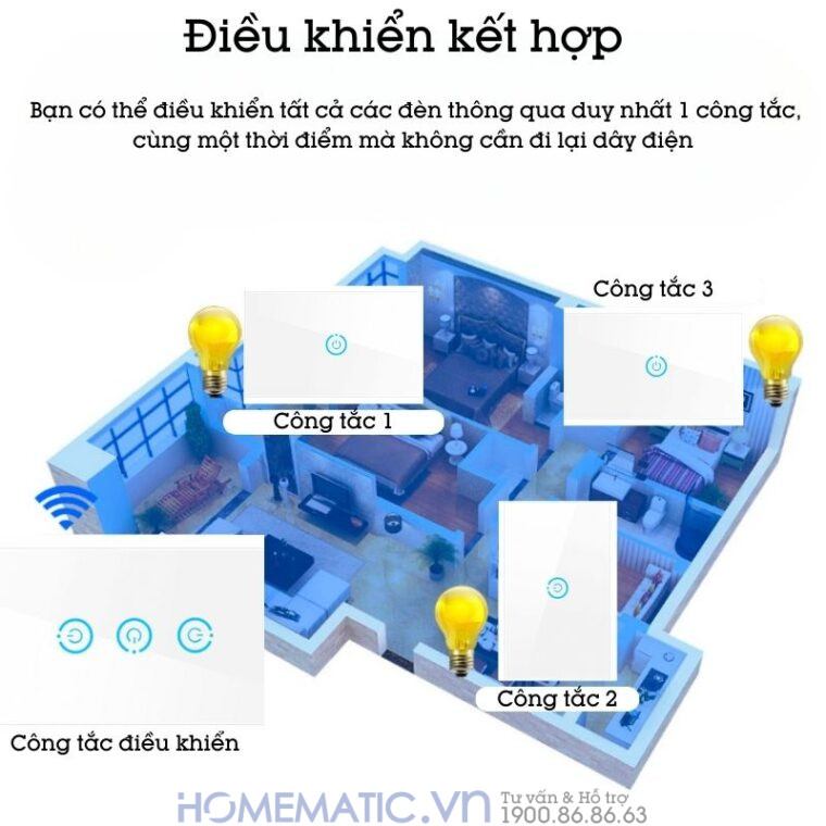 1 công tắc cảm ứng phát sóng có thể điều khiển nhiều công tắc khác 1 công tắc cảm ứng phát sóng có thể điều khiển nhiều công tắc khác