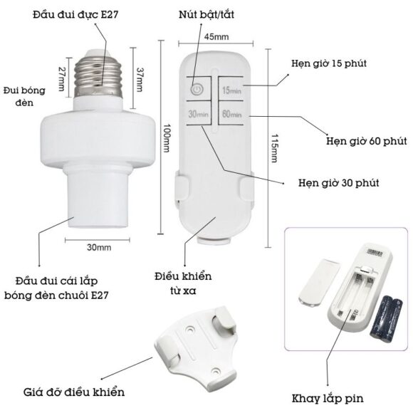 mô tả chi tiết Đui đèn điều Khiển Từ Xa Hm-lhr02