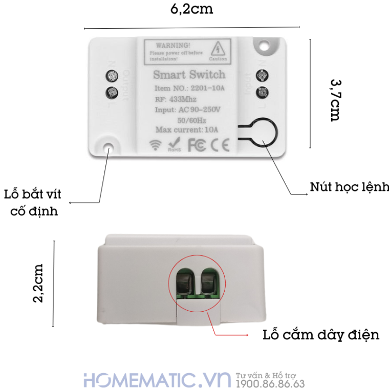 Hộp Công Tắc điều Khiển Từ Xa 220v Homematic Whk2201