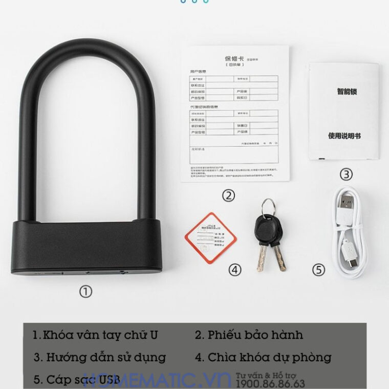 phụ kiện đi kèm Khóa chống trộm xe máy khóa càng xe máy vân tay thông minh Jinjian