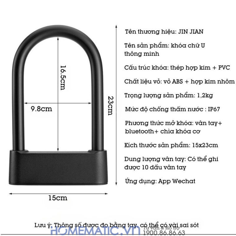 Khóa Chống Trộm Xe Máy Khóa Càng Xe Máy Vân Tay Thông Minh Jinjian
