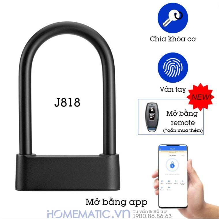 Khóa Chống Trộm Xe Máy Khóa Càng Xe Máy Vân Tay Thông Minh Jinjian J818