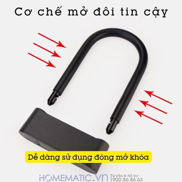 Khóa Chống Trộm Xe Máy Khóa Càng Xe Máy Vân Tay Thông Minh Jinjian J818 có cơ chế mở đôi