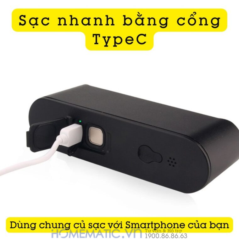 Khóa Chống Trộm Xe Máy Khóa Càng Xe Máy Vân Tay Thông Minh Jinjian J818 sạc nhanh bằng cổng typec