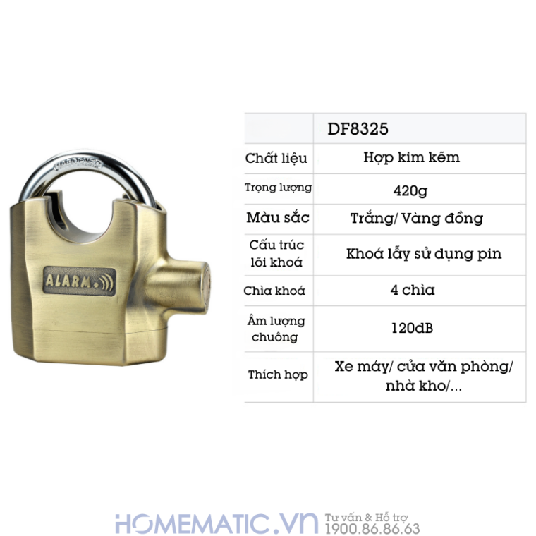Ổ Khóa Hú Chống Trộm Nhà Chống Cắt Báo động Chống Nước Df8325 thông số kỹ thuật