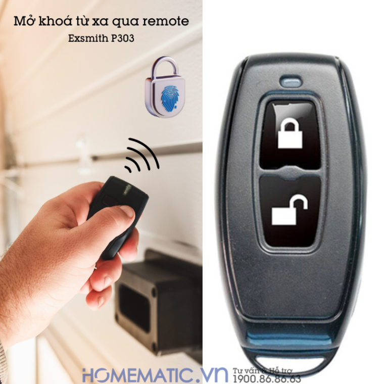 Ổ Khóa Vân Tay Exsmith P303 trang bị mở khoá bằng remote