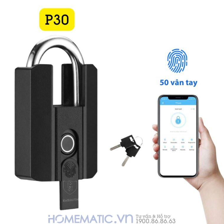 Ổ Khóa Vân Tay Chống Trộm Kèm Chìa Exsmith P303