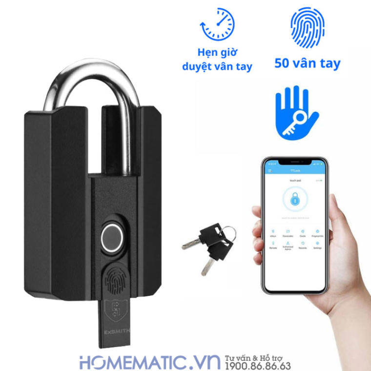 Ổ Khóa Vân Tay Chống Trộm Kèm Chìa Exsmith P303