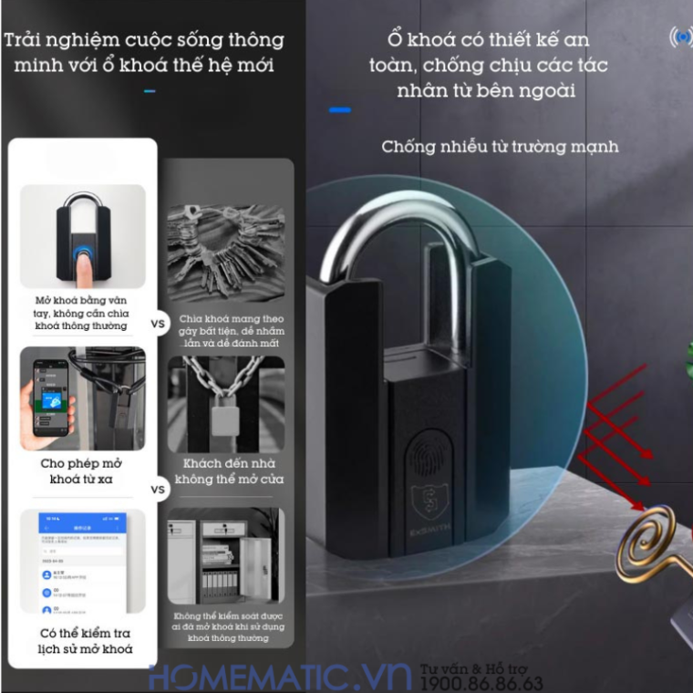 Ổ Khóa Vân Tay Exsmith P303 chống chịu tác động từ bên ngoài