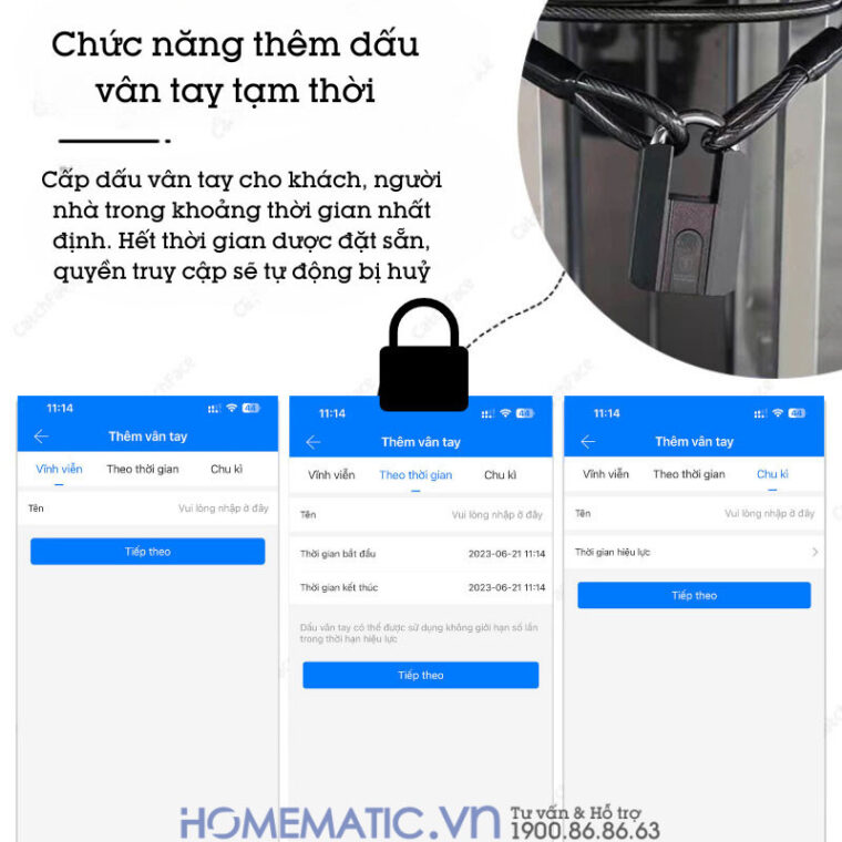 Ổ Khóa Vân Tay Exsmith P303 thêm dấu vân tay tạm thời