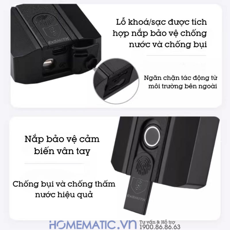 Ổ Khóa Vân Tay Exsmith P303 với nắp bảo vệ cảm biến