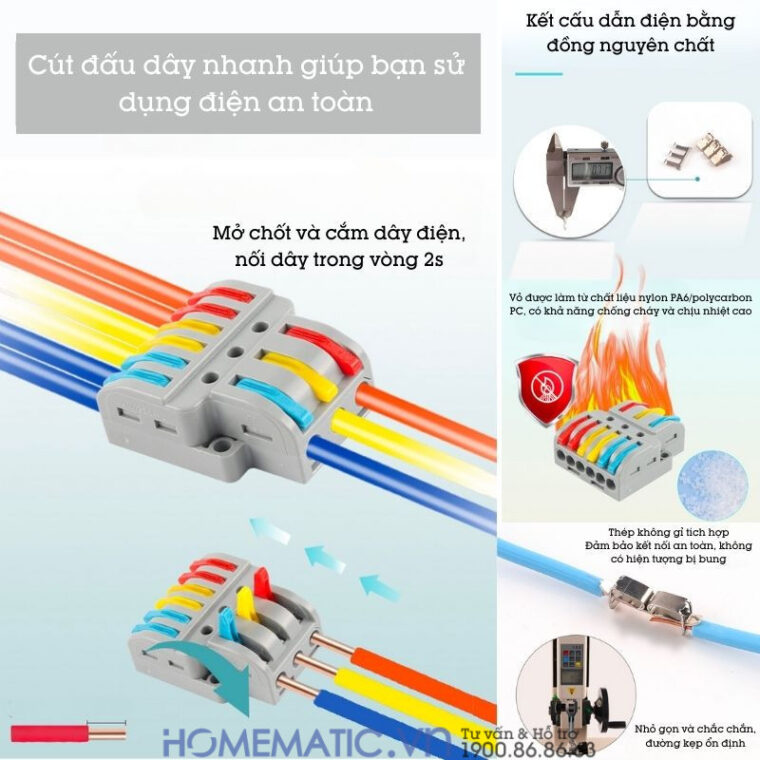 Cút Nối đầu Nối Dây điện Nhanh 3 Cổng Ra 6 Kv633