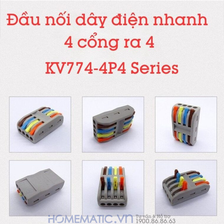 Cút Nối đầu Nối Dây điện Nhanh 4 Cổng Ra 4 Kv774-4p4c