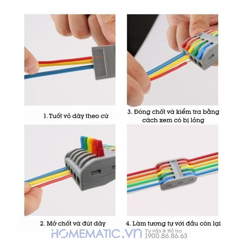 Cút Nối đầu Nối Dây điện Nhanh 4 Cổng Ra 4 Kv774-4p4c