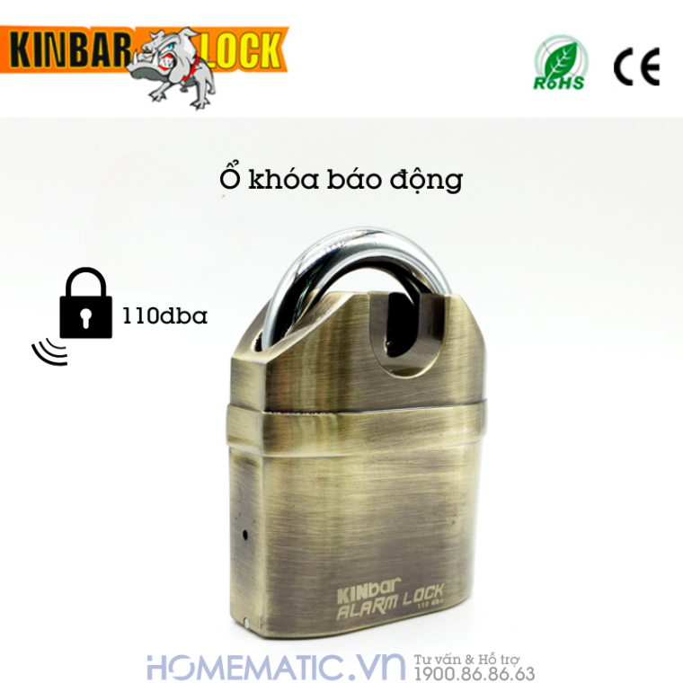Ổ Khóa Chống Trộm Có Chuông Kêu Chống Nước Mưa Chống Cắt Kinbar K206c mặt trước