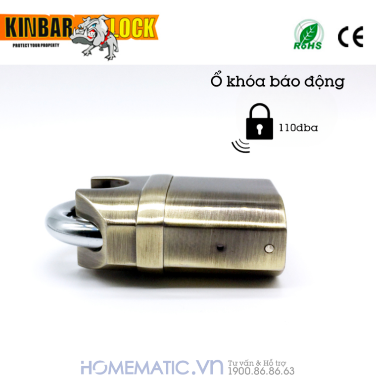 Ổ Khóa Chống Trộm Có Chuông Kêu Chống Nước Mưa Chống Cắt Kinbar K206c mặt bên