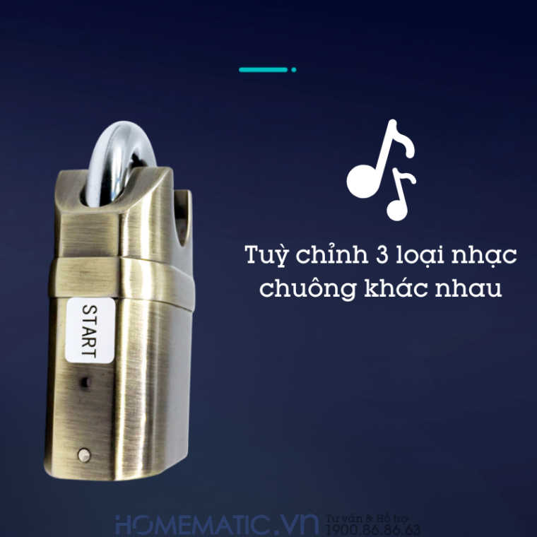 Ổ Khóa Chống Trộm Có Chuông Kêu Chống Nước Mưa Chống Cắt Kinbar K206c tuỳ chỉnh 3 loại nhạc chuông
