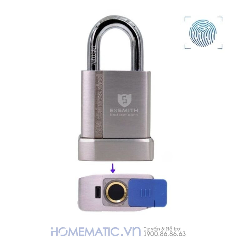 Ổ Khóa Cổng Vân Tay Ngoài Trời Chống Nước Cao Cấp Kèm Chìa điện Tử Exsmith Epl170