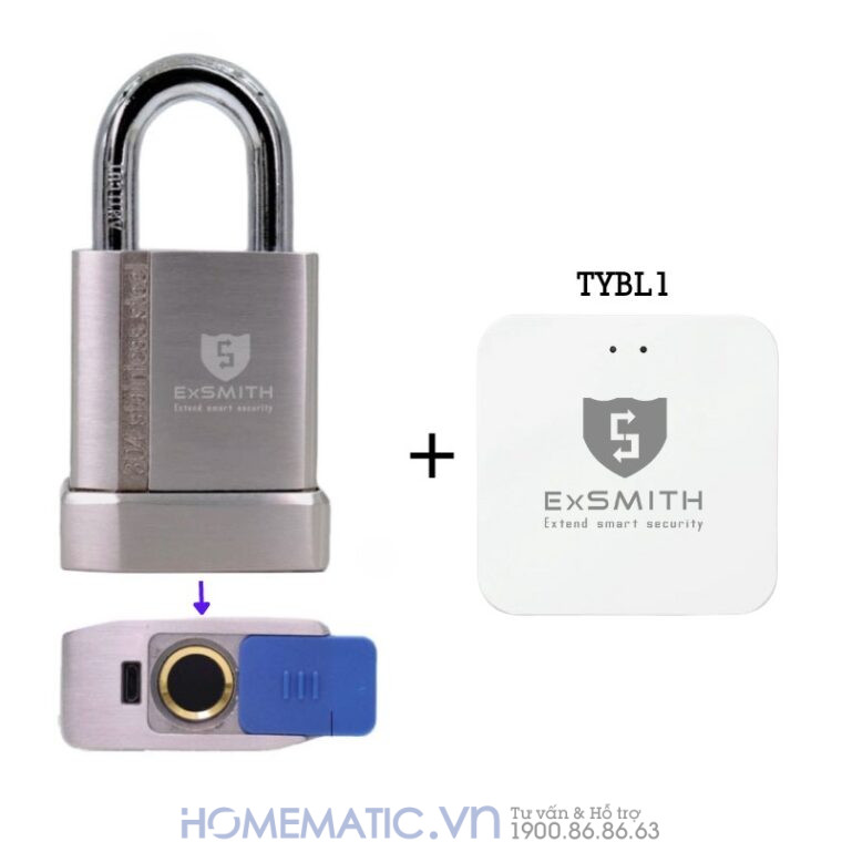 Ổ Khóa Cổng Vân Tay Ngoài Trời Chống Nước Cao Cấp Kèm Chìa điện Tử Exsmith Epl170 và bộ kết nối internet TYBL1